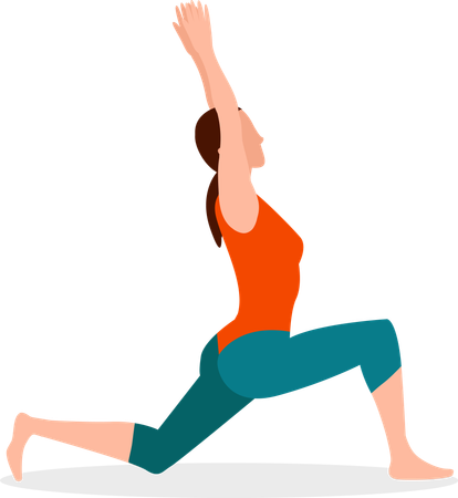 Lady Doing Crescenet Lunge Pose of Yoga  Illustration