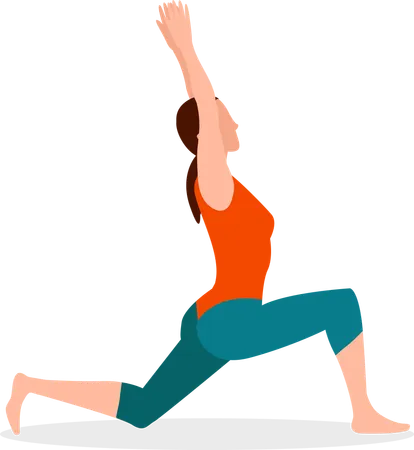 Lady Doing Crescenet Lunge Pose of Yoga  Illustration