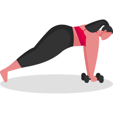 Lady doing exercise using dumbbells Illustration