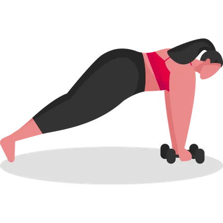 Lady doing exercise using dumbbells  Illustration