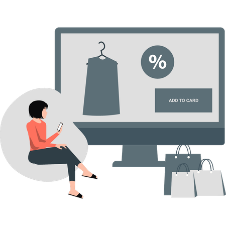 Lady doing online payment  Illustration