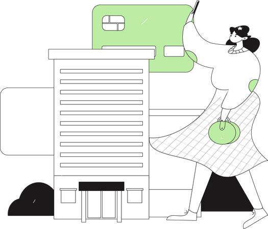 Lady doing real estate financing  Illustration