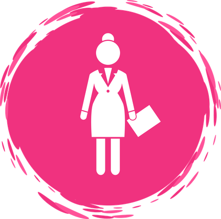 Lady dressed formally holding a paper in hand  Illustration