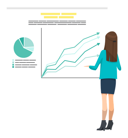 Lady examines results of investment analysis  Illustration