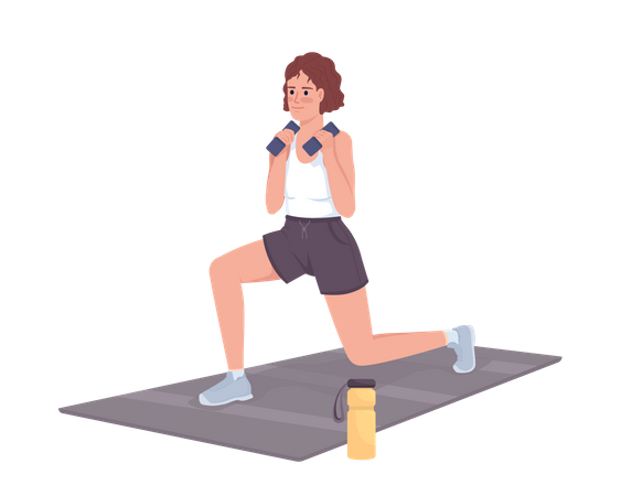 Lady exercising with dumbbells Illustration