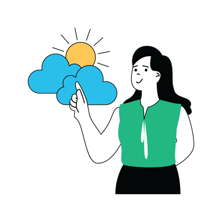 Lady forecasting weather  Illustration