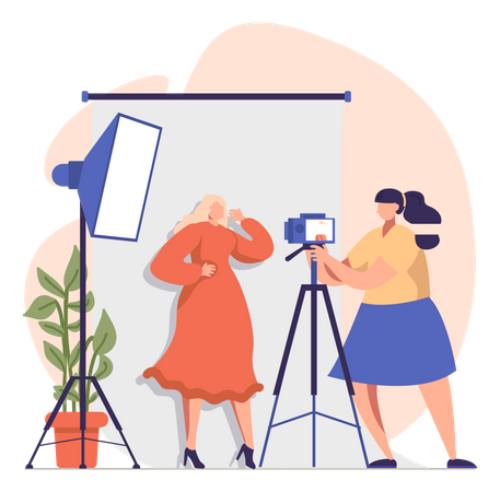 Lady getting a professional photoshoot Illustration