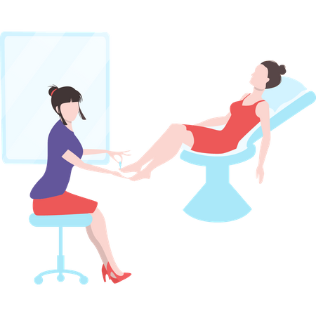 Lady getting foot pedicure Illustration