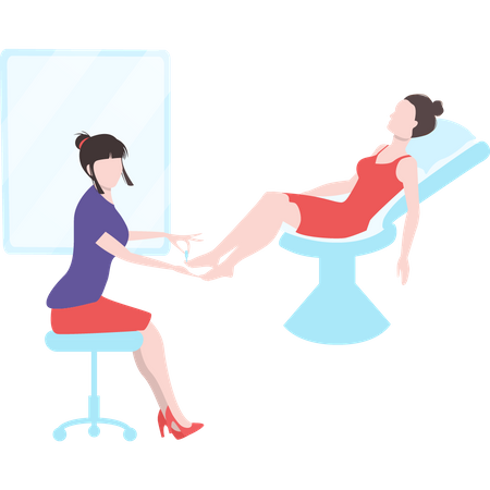 Lady getting foot pedicure  Illustration