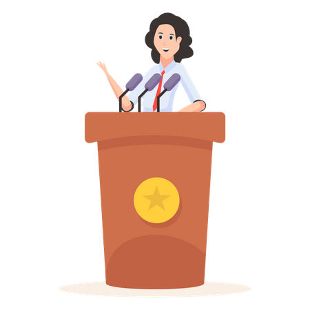 Lady giving Speech  Illustration