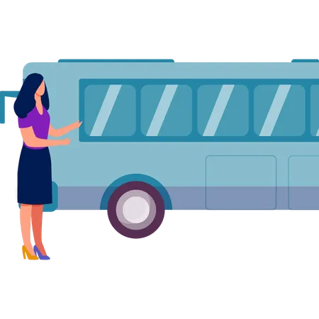 Lady going into bus  Illustration