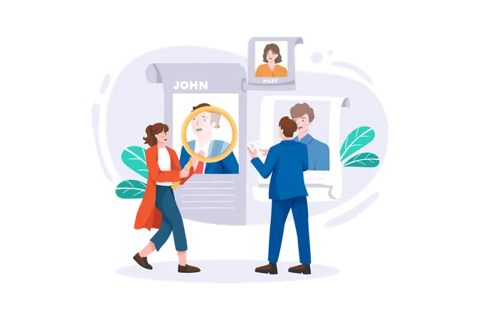 Lady hiring best employee for her business  Illustration