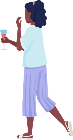 Lady holding drink Illustration