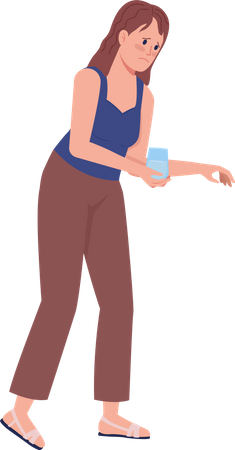 Lady holding glass of water  イラスト