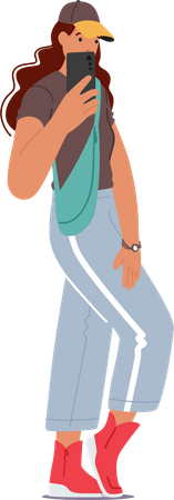 Lady Holding Mobile  Illustration