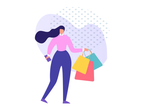 Lady holding Shopping bags Illustration