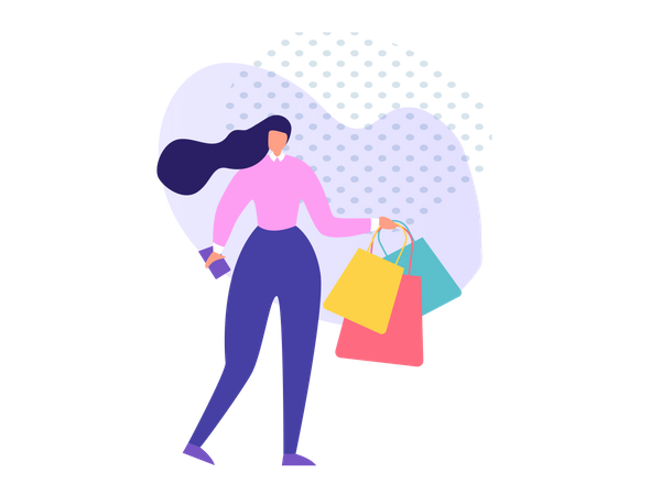 Lady holding Shopping bags  Illustration