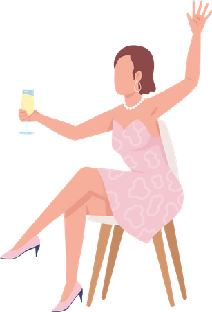 Lady holding wine glass  Illustration