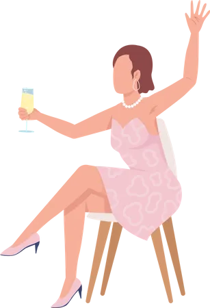 Lady holding wine glass  Illustration