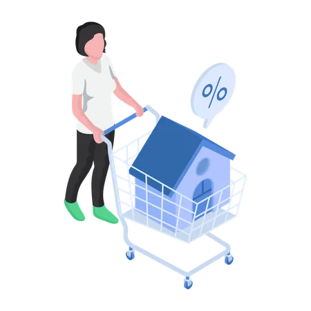Lady is buying new home at discounted rate  イラスト
