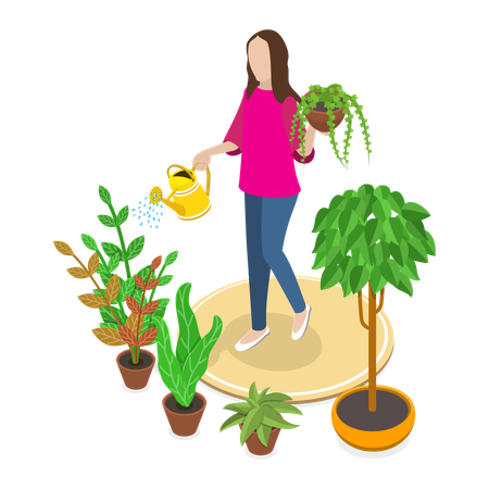 Lady is doing gardening  Illustration