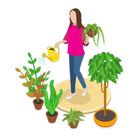 Lady is doing gardening  Illustration