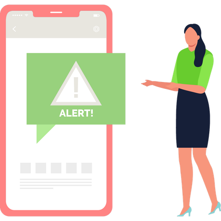 Lady is facing mobile online attack  Illustration