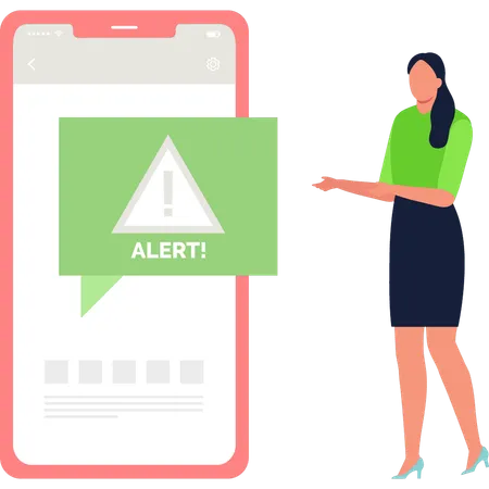 The Girl Is Showing Alert Notification Illustration