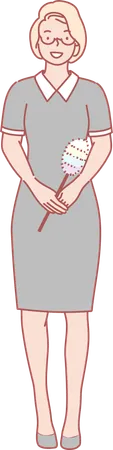 Lady is holding magic stick  Illustration