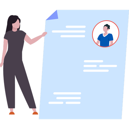 Lady is looking at candidate's resume  Illustration