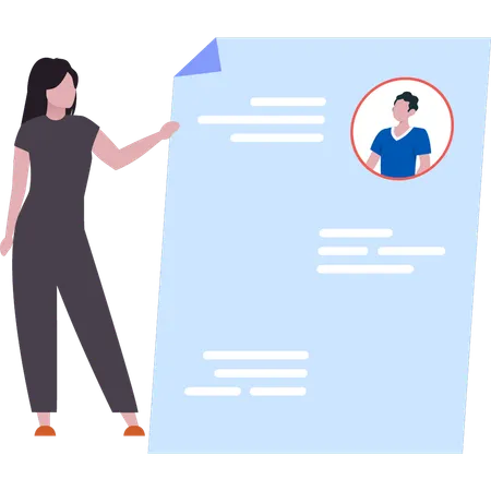 Lady is looking at candidate's resume  Illustration