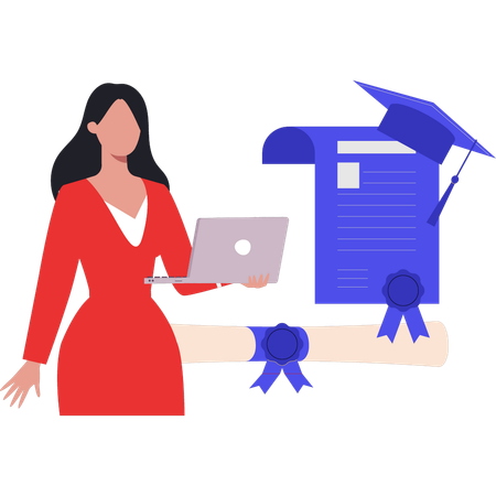 Lady is looking for an online diploma  イラスト