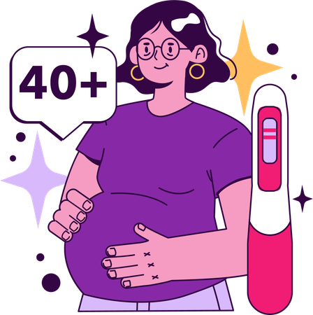 Lady is pregnant at the age of 40  Illustration