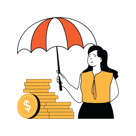 Lady is securing her profits  Illustration