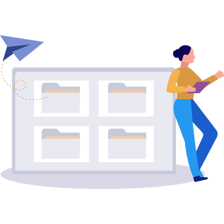 Lady is sending the folders  Illustration