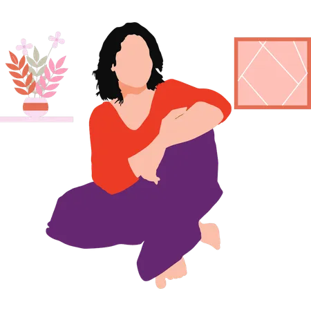 A Woman Is Sitting Illustration