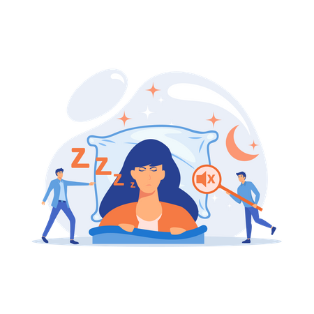 Lady is sleeping in bed and snoring  Illustration
