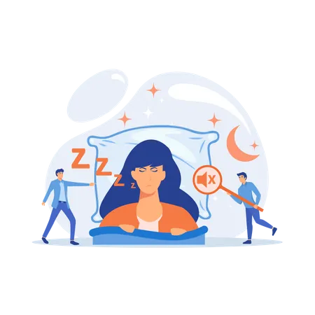 Lady is sleeping in bed and snoring  Illustration