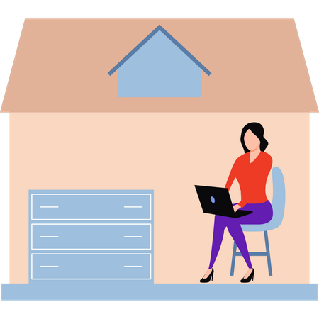 Lady is working from home  Illustration