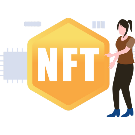 Lady is working on NFT  Illustration