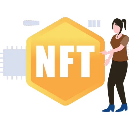 The Lady Is Working On NFT Illustration