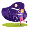 illustrations of looking into telescope