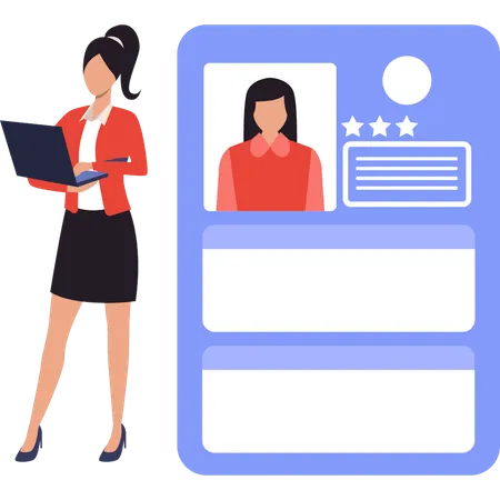 Lady manager is giving employees rating  Illustration