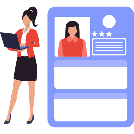 Lady manager is giving employees rating  Illustration