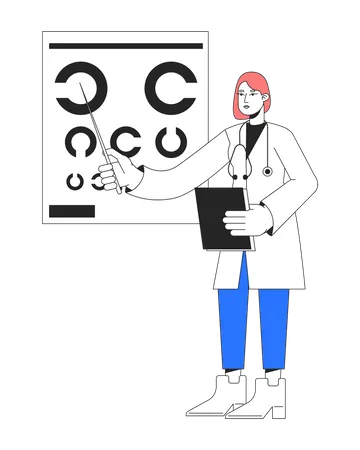 Lady ophthalmologist with eye chart  Illustration