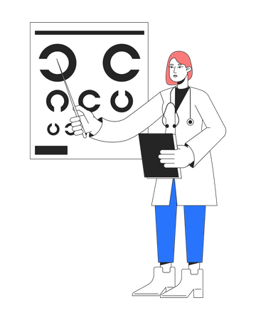 Lady ophthalmologist with eye chart  Illustration