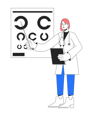 Lady ophthalmologist with eye chart  Illustration