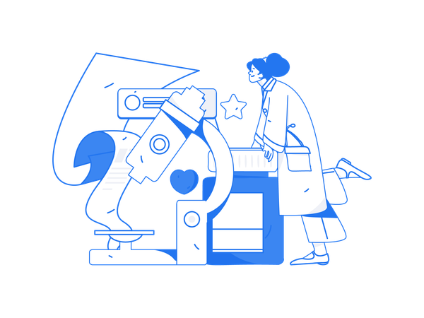 Lady performs lab experiment  Illustration