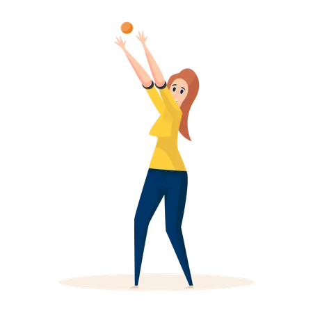 Lady Playing ball  Illustration