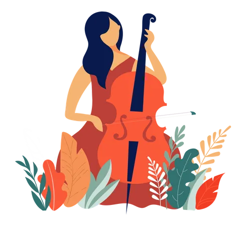 Lady Playing cello Illustration
